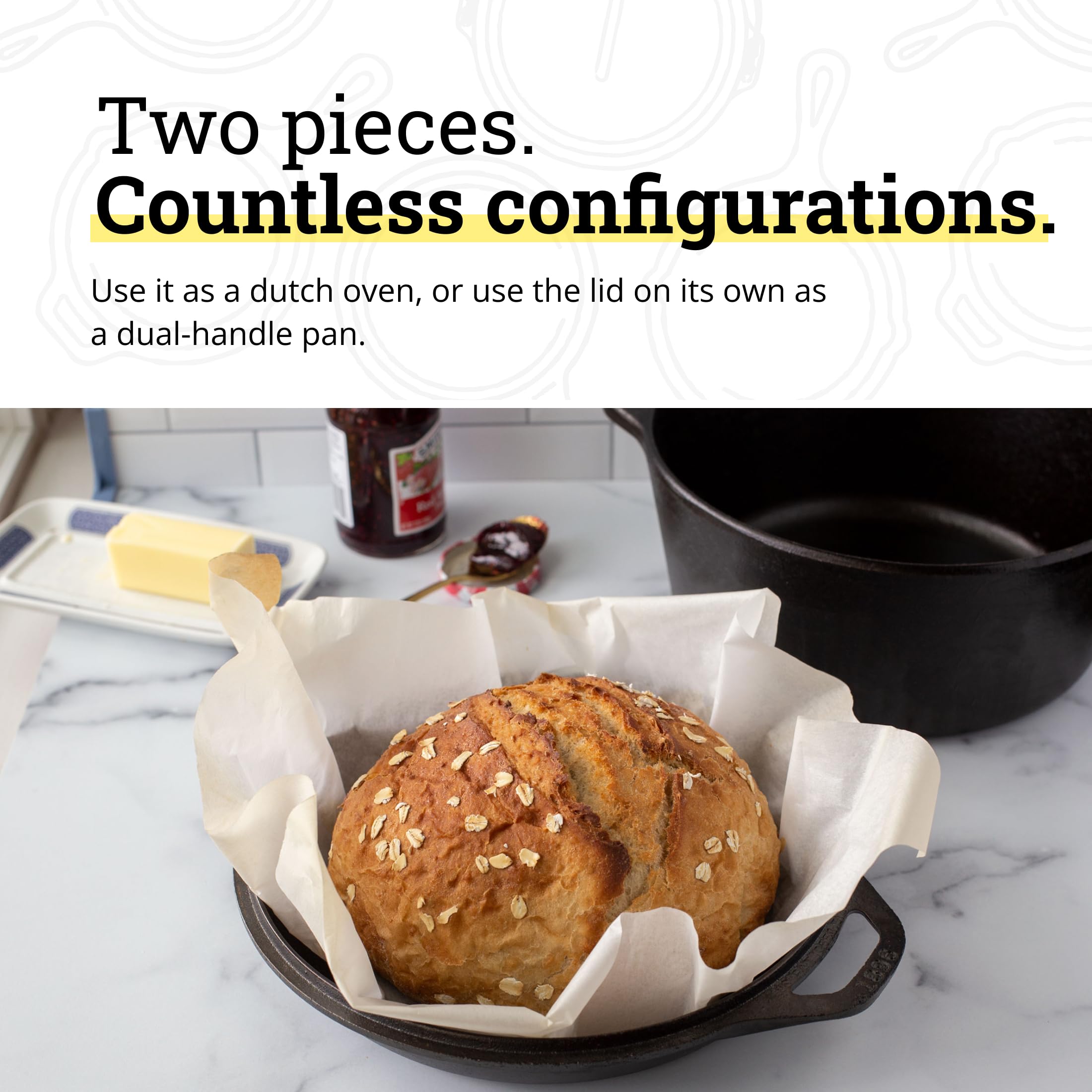 Lodge Dutch oven baking bread, showing even crust and heat retention