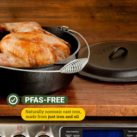 Lodge dutch oven interior seasoning surface offering improved nonstick with use