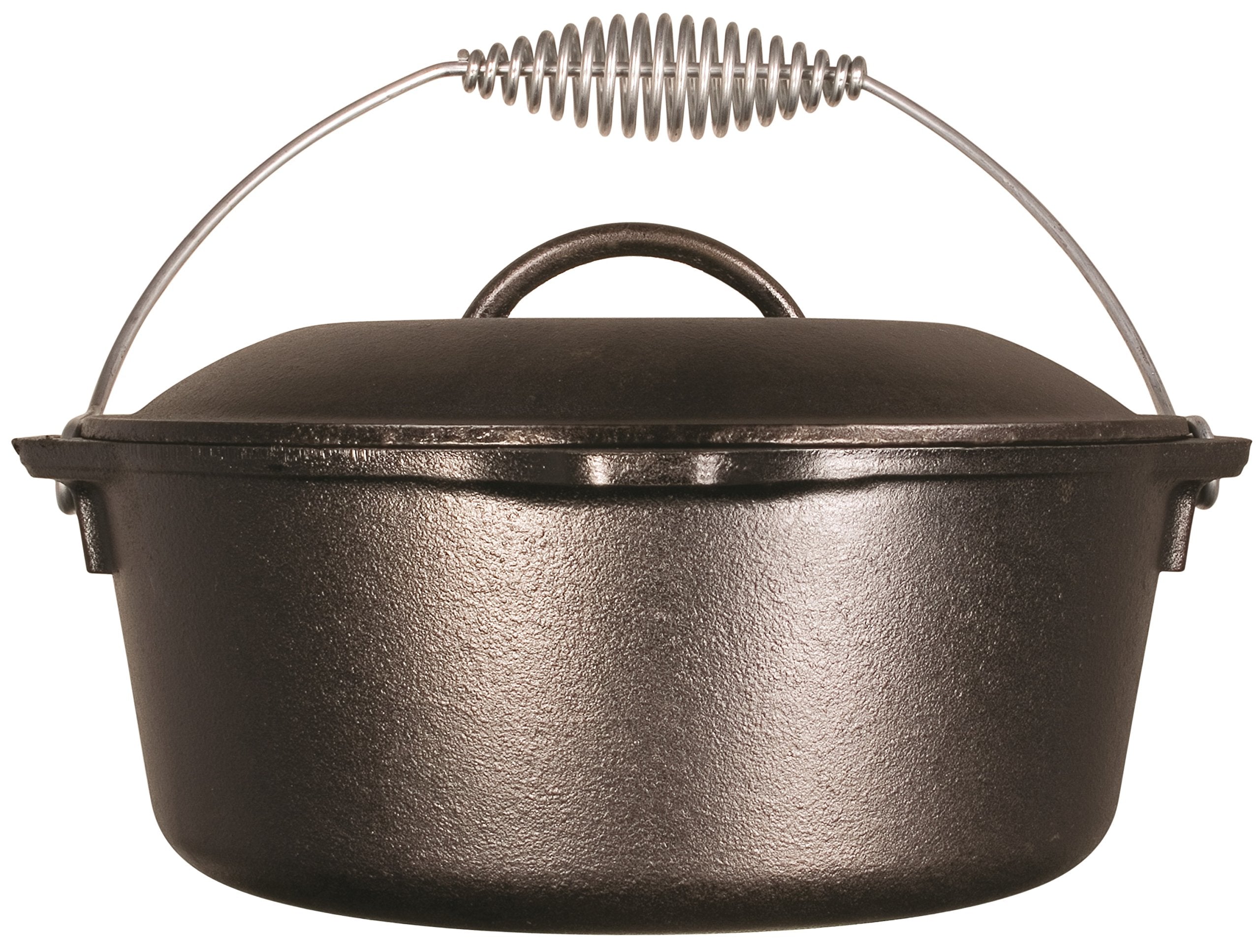 Lodge cast iron lid closeup highlighting seal and texture for even moisture retention