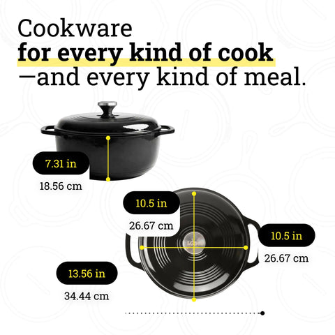 Lodge Dutch oven on stovetop simmering a stew showing even heat distribution