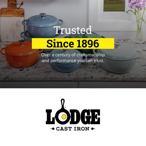 Lodge Dutch oven presented on table with food for attractive serve-and-present benefit