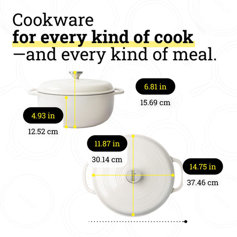Lodge Dutch oven searing on stovetop showing even heat distribution benefit