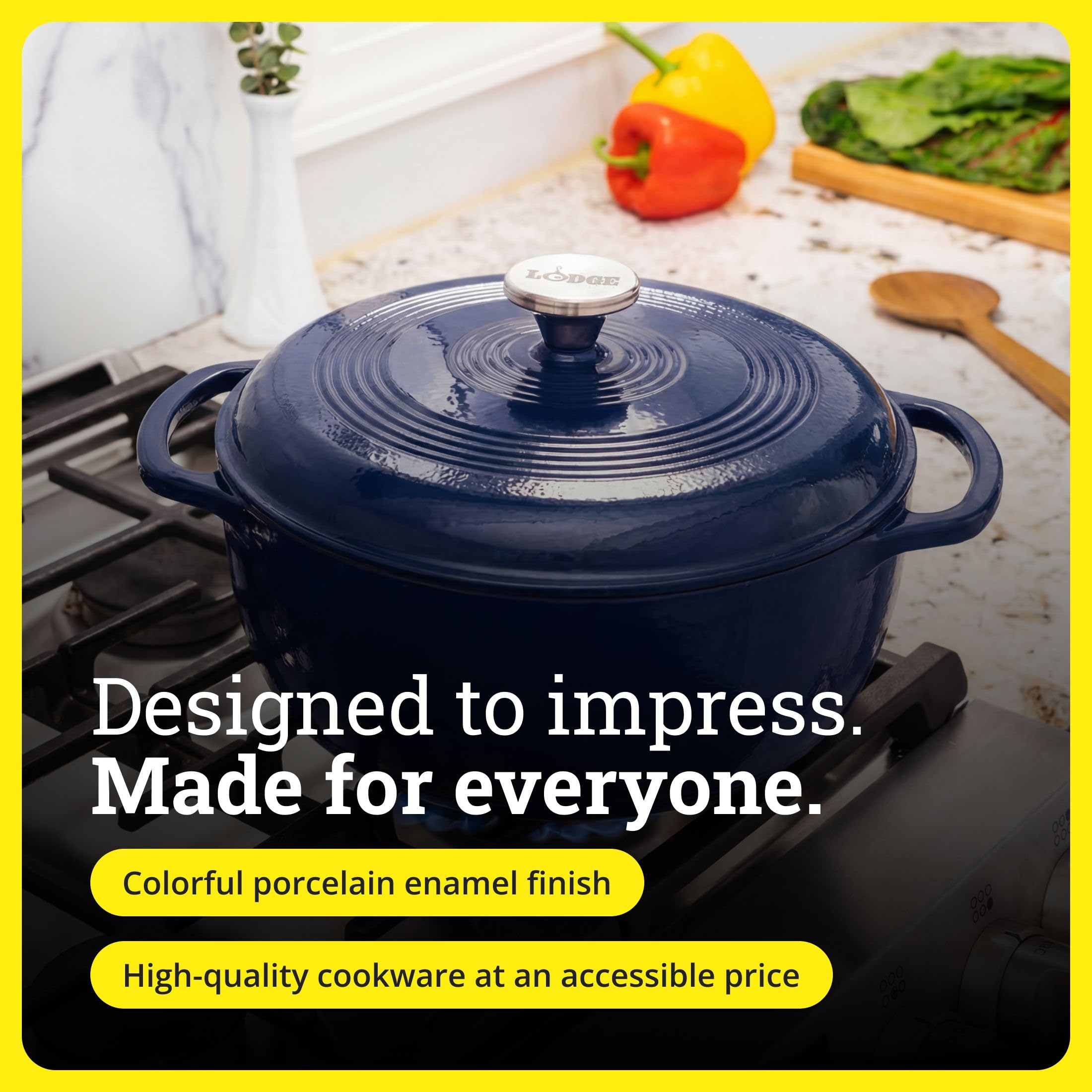Lodge Dutch oven roasting in oven up to 500°F for braise and bake versatility