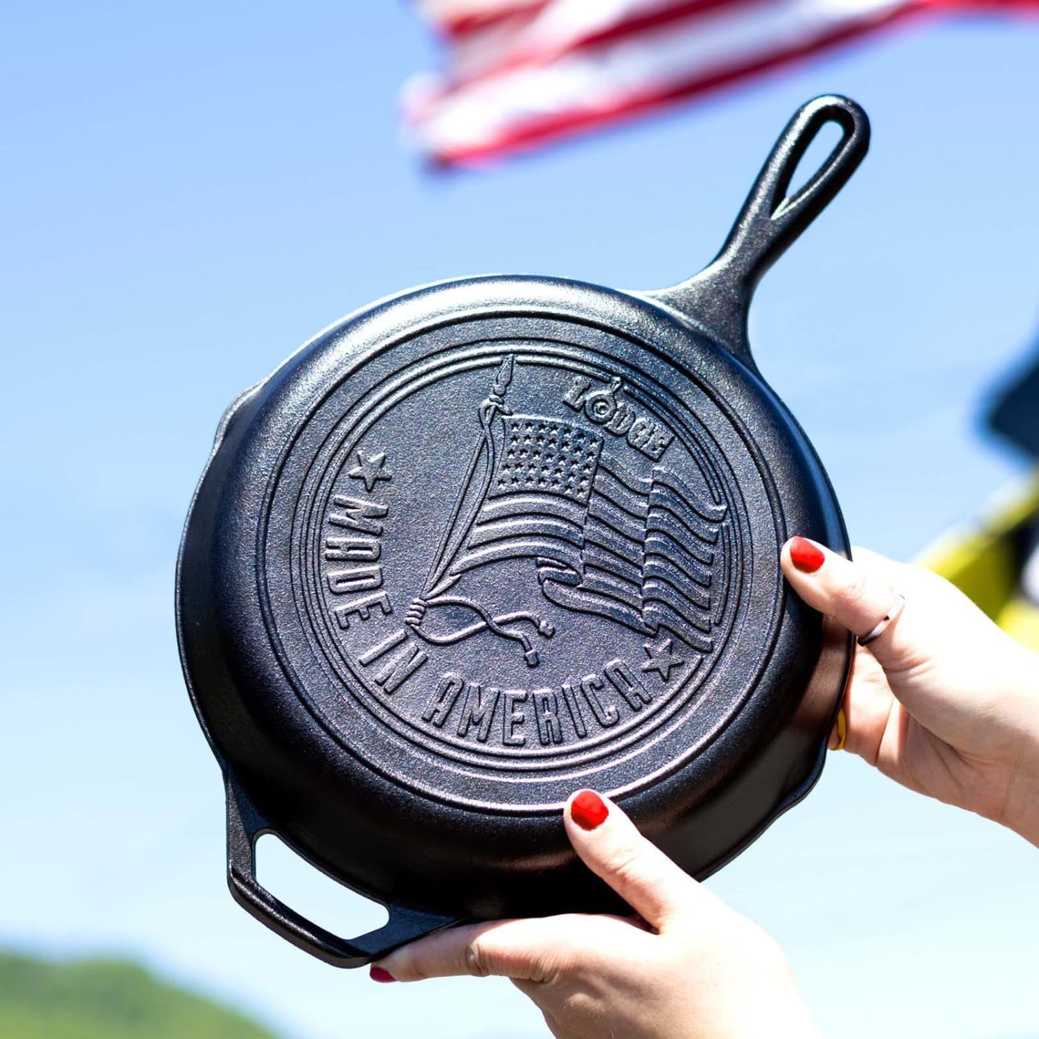Lodge skillet close-up of seasoned surface showing smooth finish and reliable nonstick benefit