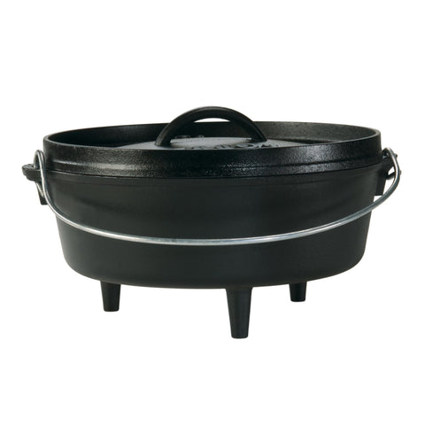 Lodge 4‑quart Dutch oven front view showing sturdy construction and ready‑to‑cook benefit