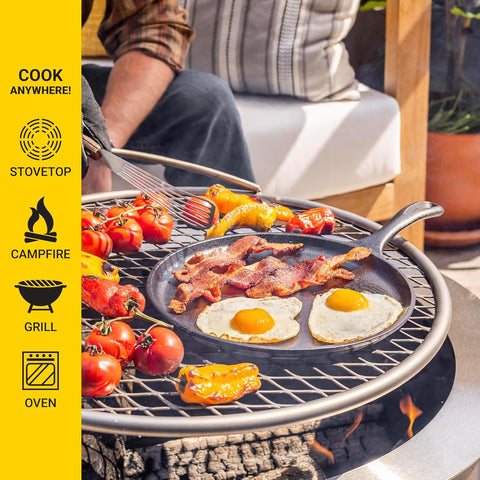 Lodge griddle inside oven displaying oven-safe versatility for finishing dishes