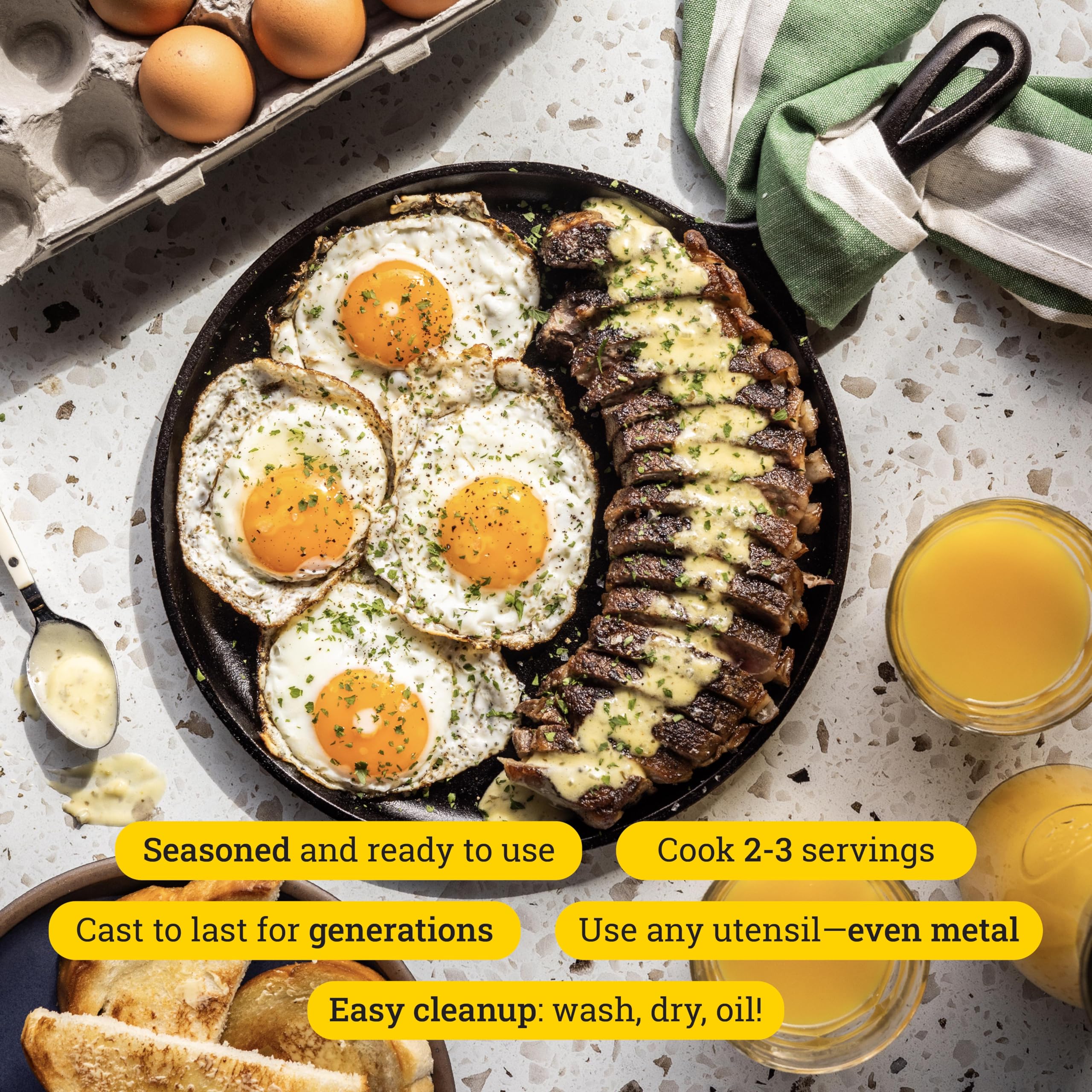 Lodge griddle close-up of seasoned cast iron texture highlighting even heat retention