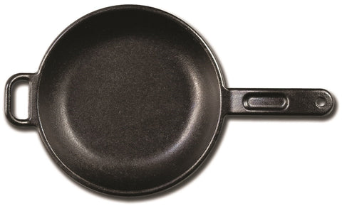 Lodge skillet handle close-up showing grip detail and safer handling benefit