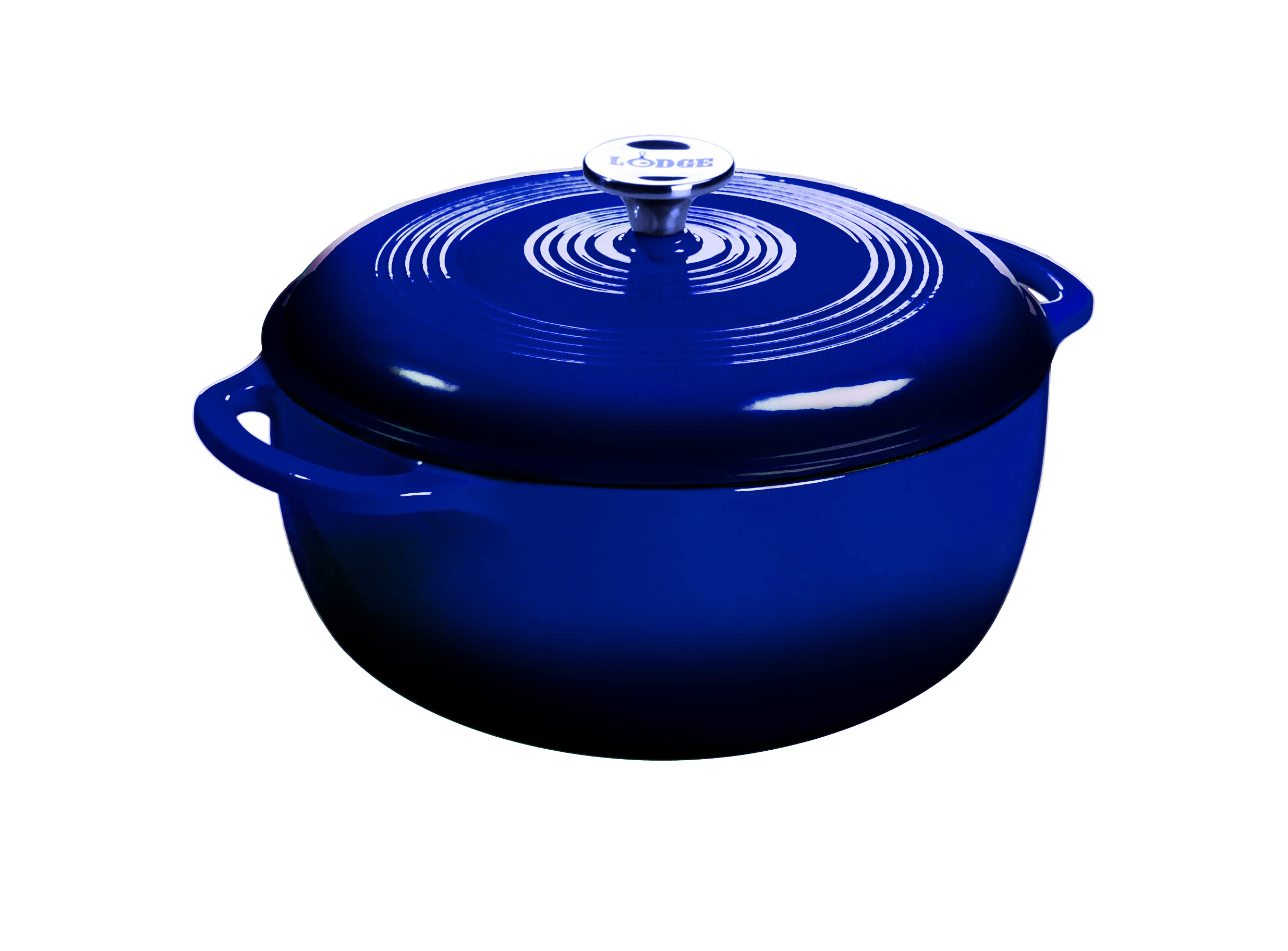 Lodge indigo wide dual handles shown for balanced, secure lifting benefit