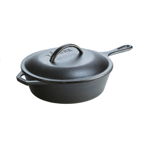 Lodge skillet size scale comparison on countertop showing 3-quart capacity convenience