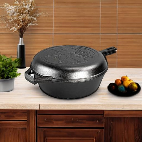 Lodge cooker staged with ingredients showing ready-to-cook convenience