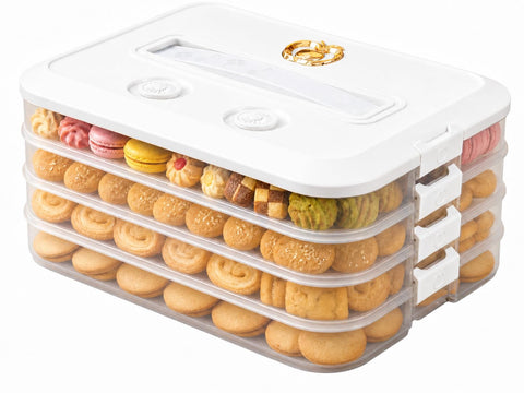 LOEZ front view showing white 4-tier carrier and secure lid for easy transport