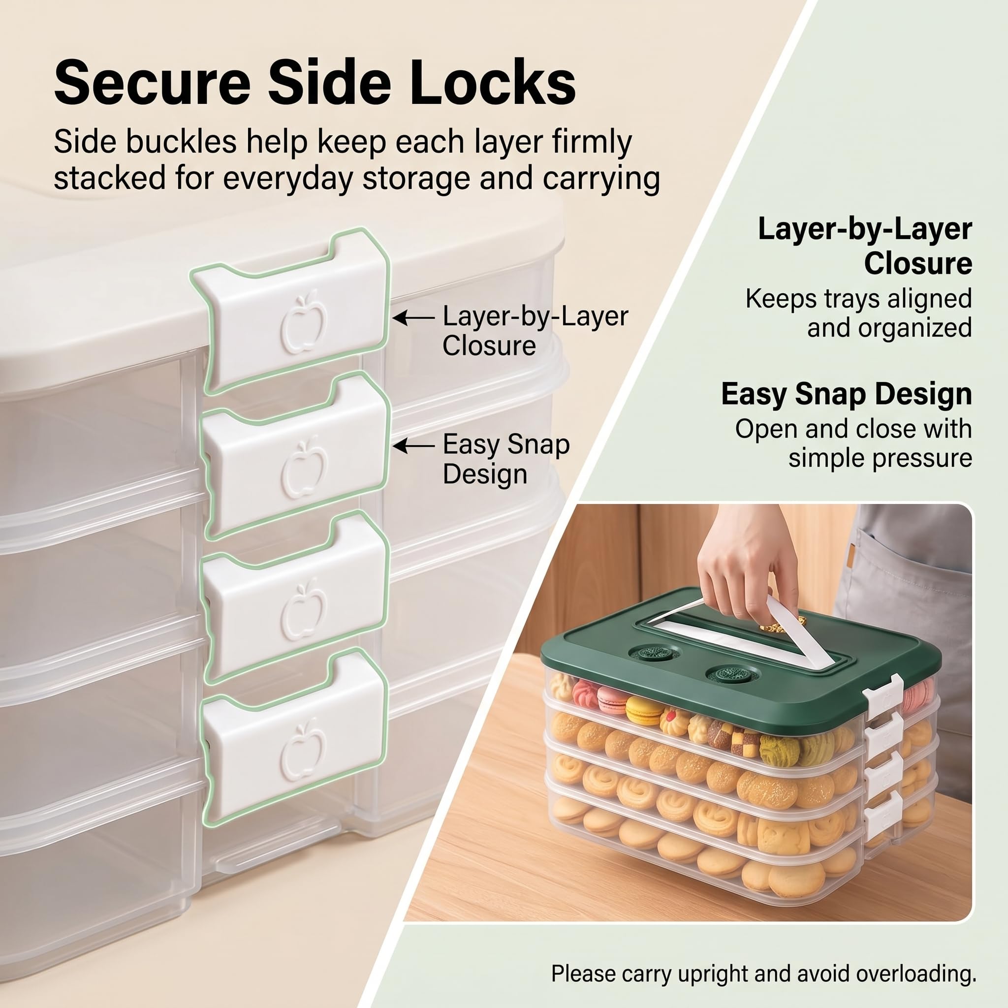 LOEZ tray height shown with a cookie illustrating 1.41-inch fit clearance
