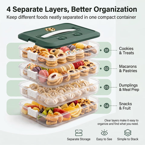 LOEZ four removable trays separated on countertop for arranging and serving