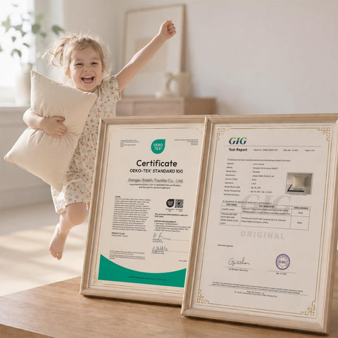 LOFE child resting on back with pillow showing low to medium loft