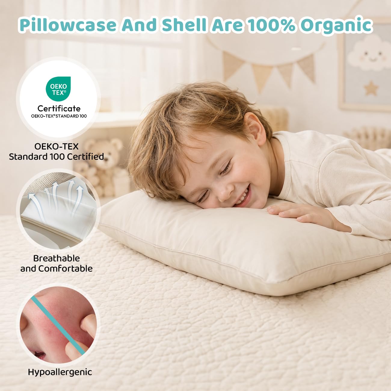 LOFE child sleeping on side using pillow demonstrating proper alignment