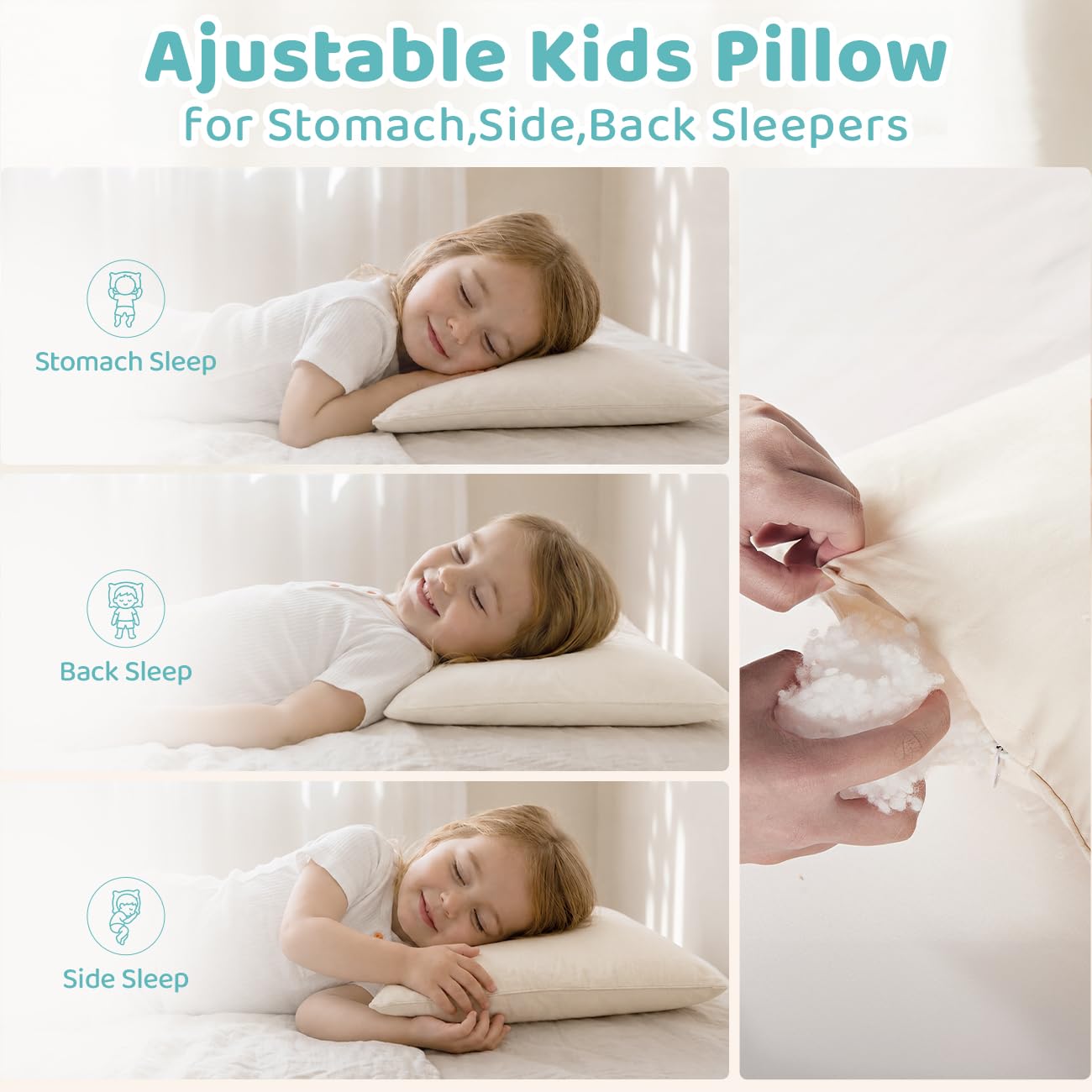 LOFE hypoallergenic pearl fill detail illustrating adjustable support