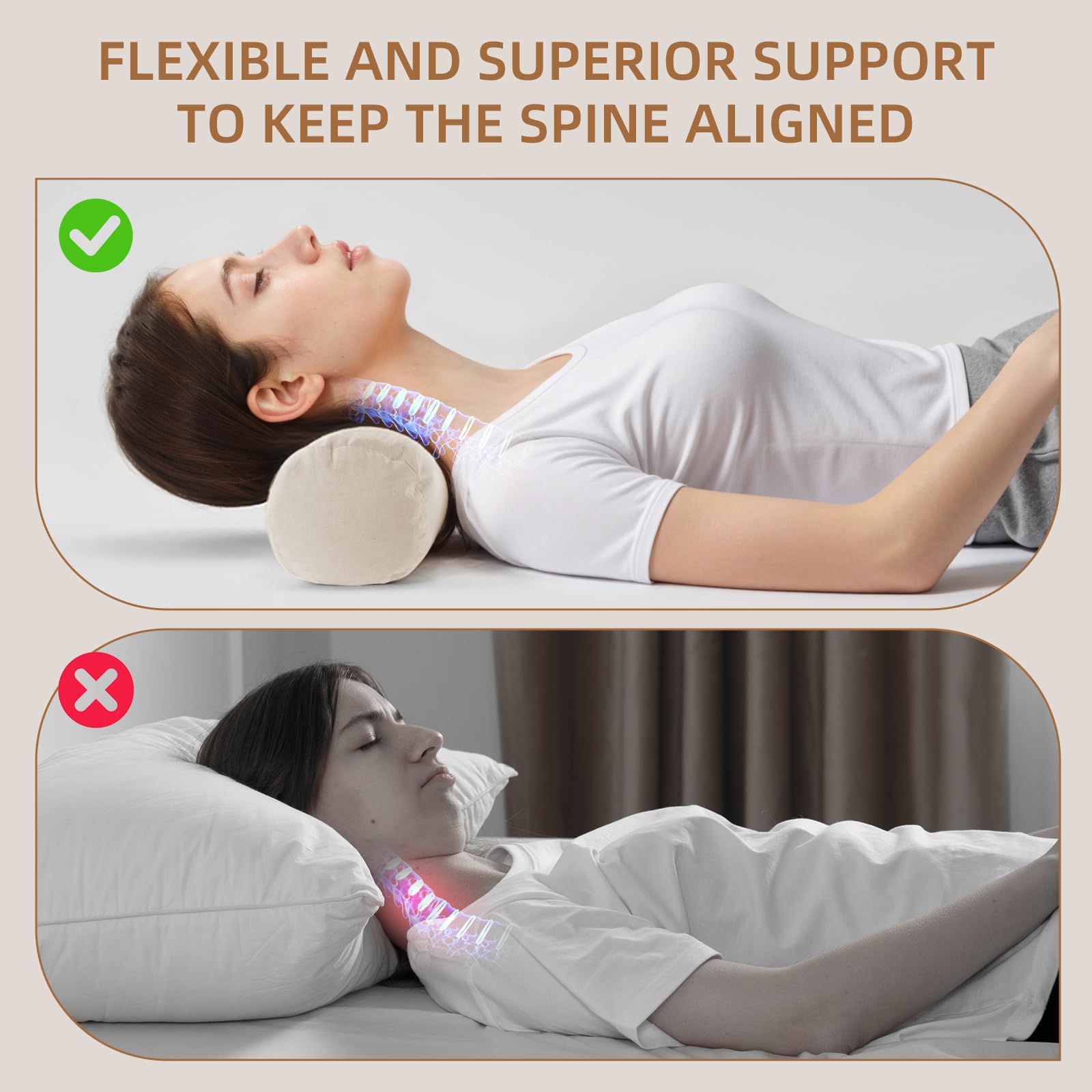LOFE pillow in bed showing side sleeper alignment benefit