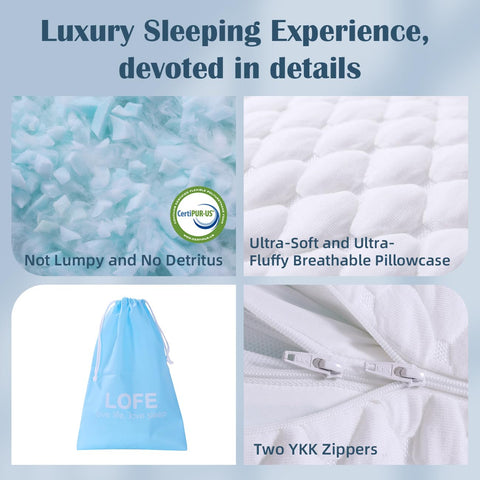 LOFE pillow removed from packaging demonstrating quick expansion and setup