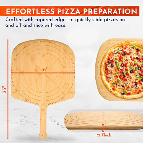 Loftern pizza peel sliding a baked pizza into an oven for safe transfer