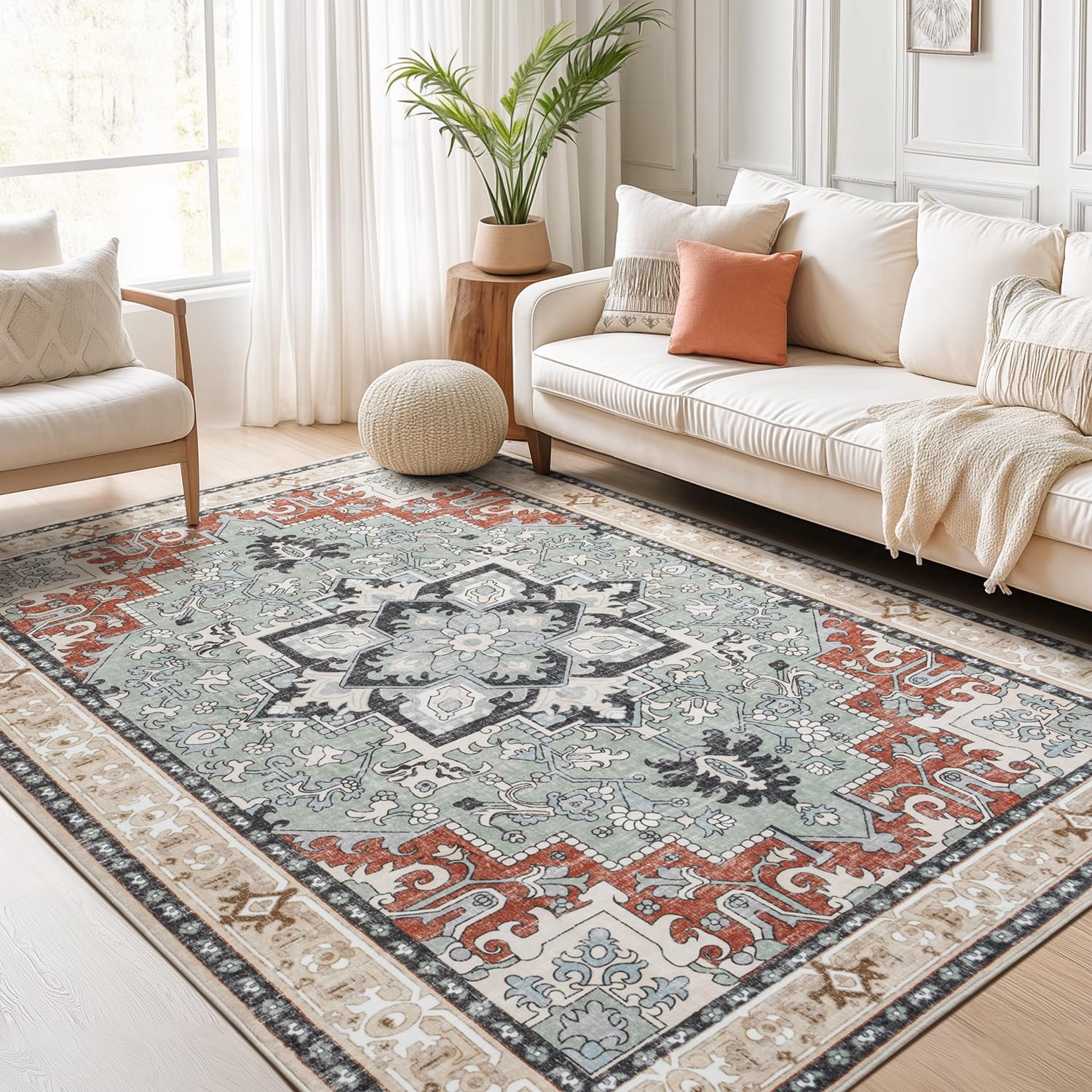 Lofus front view showing beige floral pattern and cozy appeal