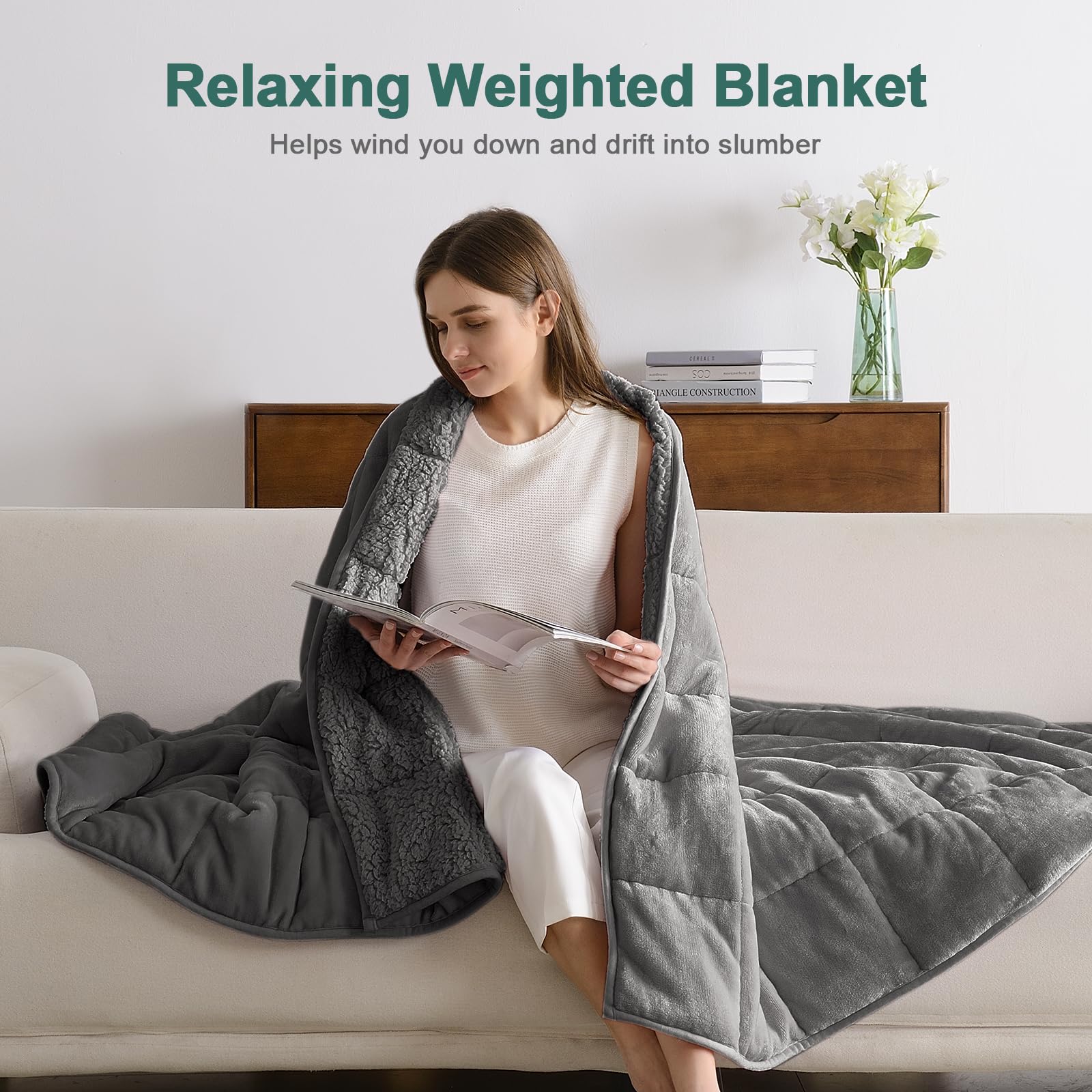 Lofus blanket on bed lifestyle image illustrating restful, cozy bedroom use