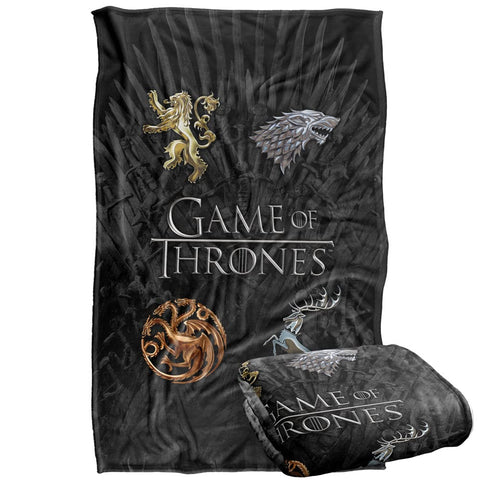 LOGOVISION blanket front view showing chrome sigils and vibrant detail for stylish fandom