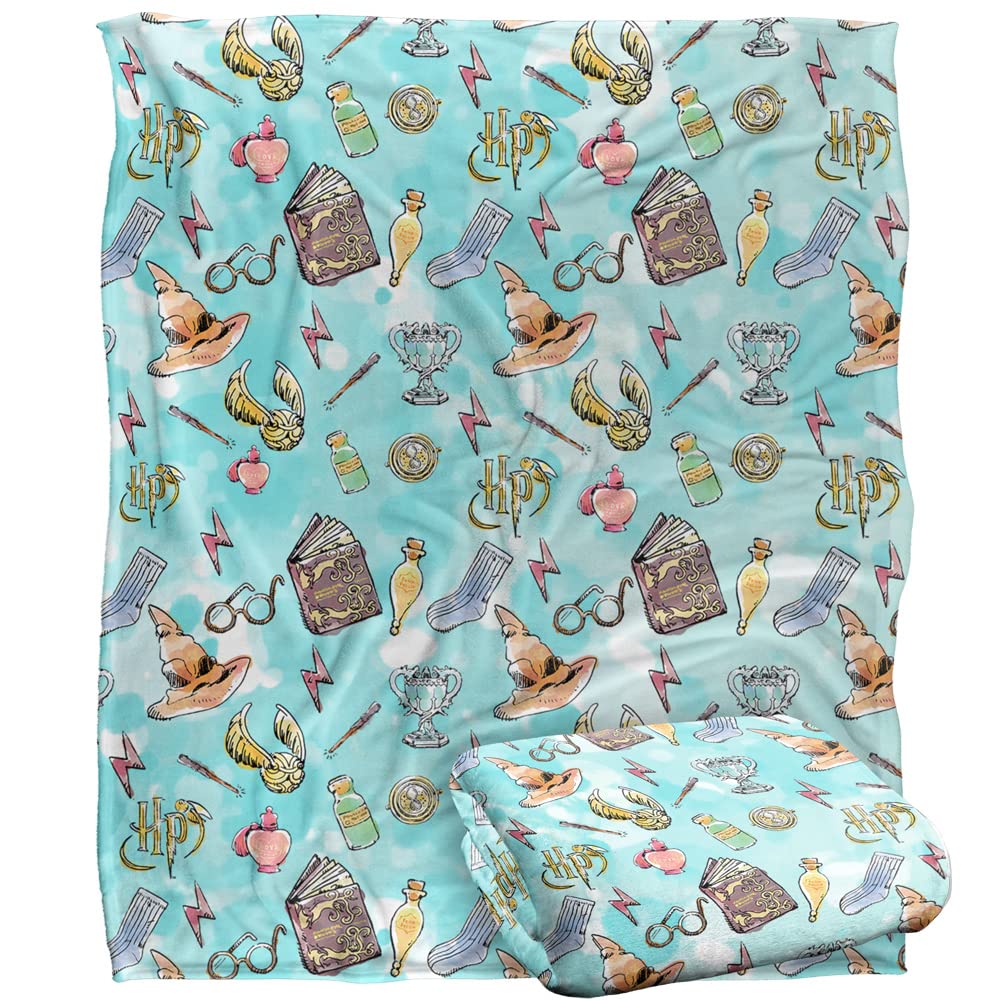 LOGOVISION front view of Harry Potter throw showing full watercolor design and colors
