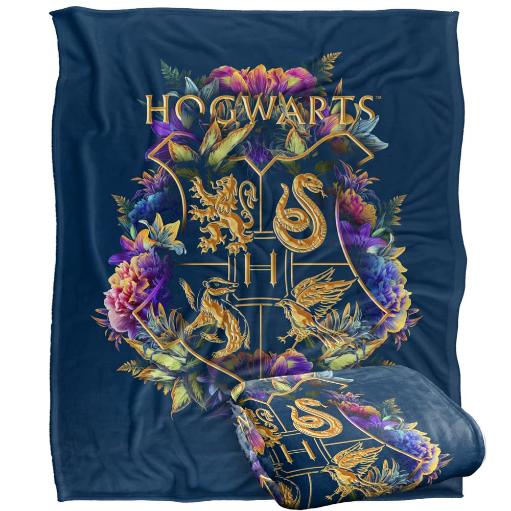 LOGOVISION blanket front view showing Hogwarts crest and vibrant colors for fan display