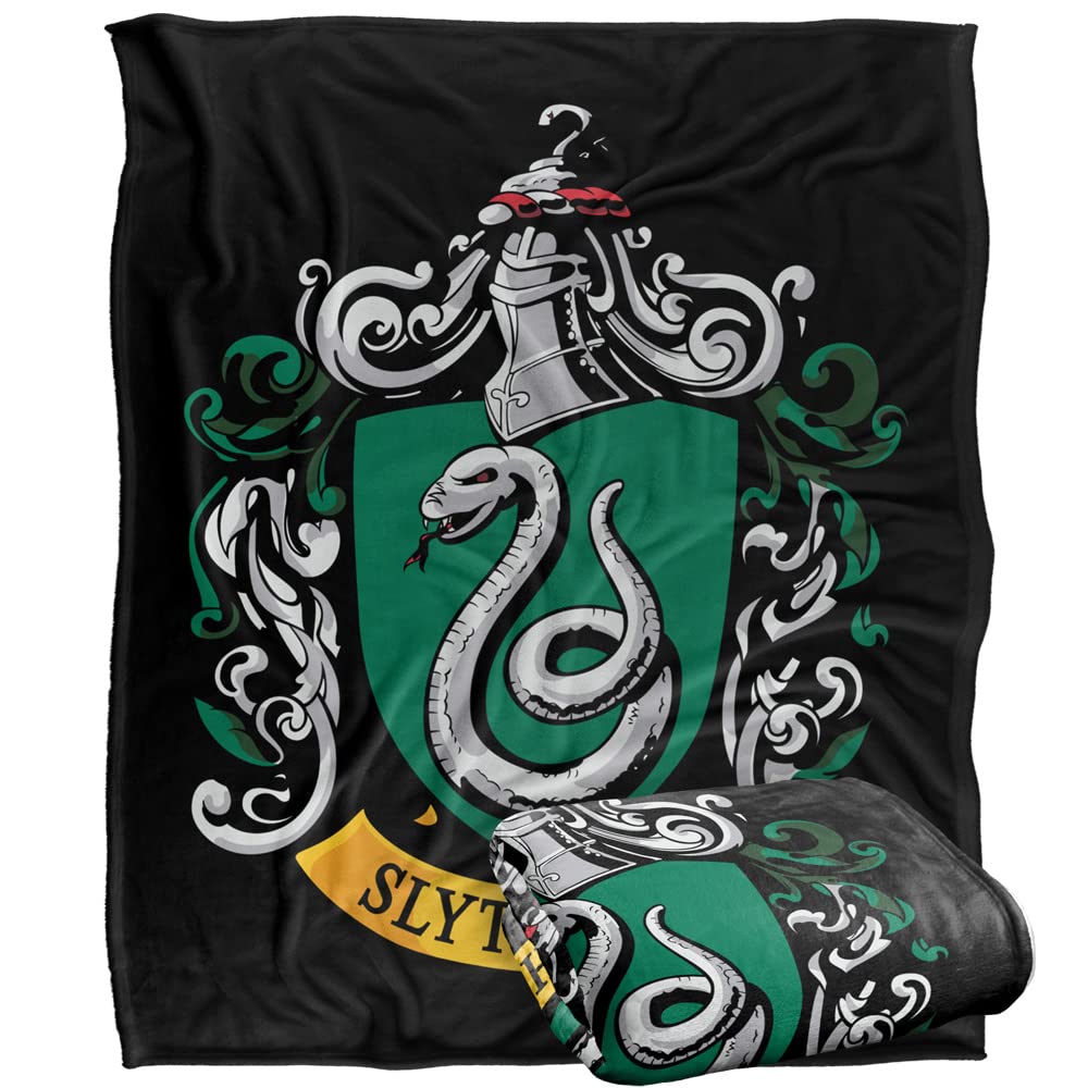 LOGOVISION Slytherin front view blanket showing full crest and vibrant color