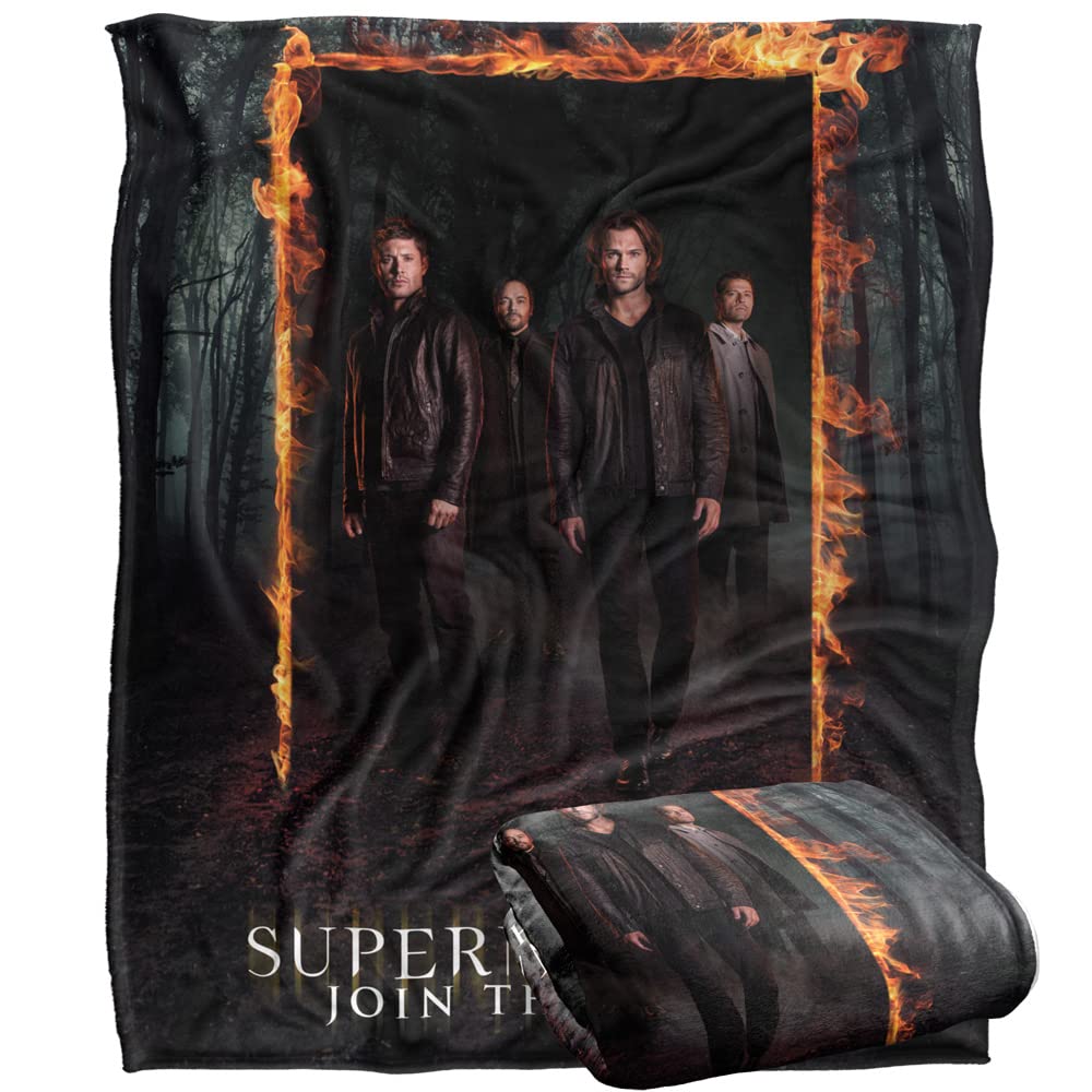 LOGOVISION front view of the Supernatural Fire Frame blanket showing vibrant art and cozy feel