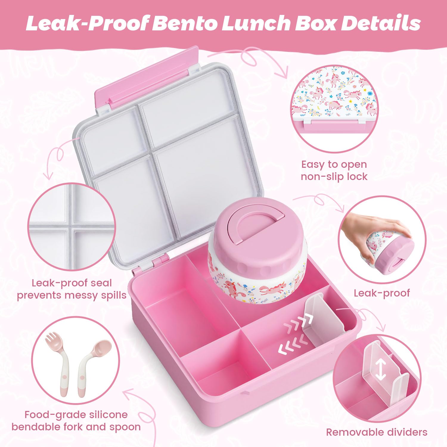 LOHASOK open bento compartments displaying separated sections to prevent food mixing