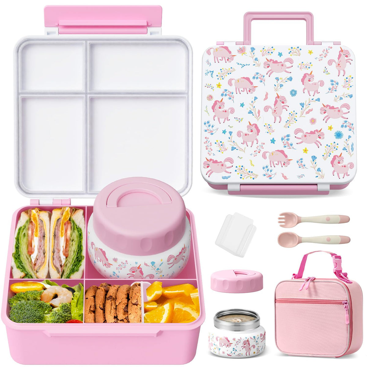 LOHASOK front view of bento box showing secure latches and compact design for easy transport