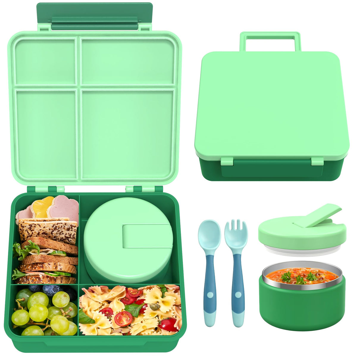 LOHASOK front view of bento box showing compartments and secure lid for organized meals