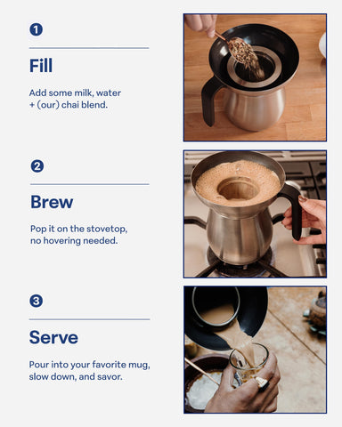 Loka chai maker simmering on stovetop delivering rich spice extraction benefit