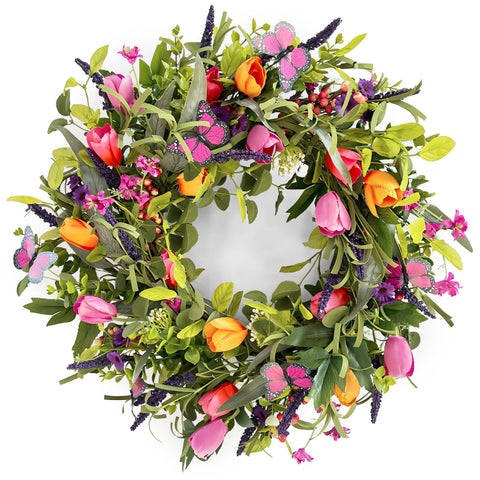 lokeisna wreath front view showing vibrant colors and welcoming curb appeal
