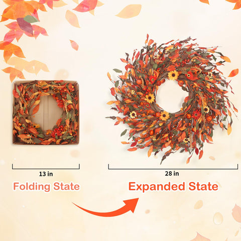 lokeisna wreath displayed on mantel creating cozy harvest ambiance
