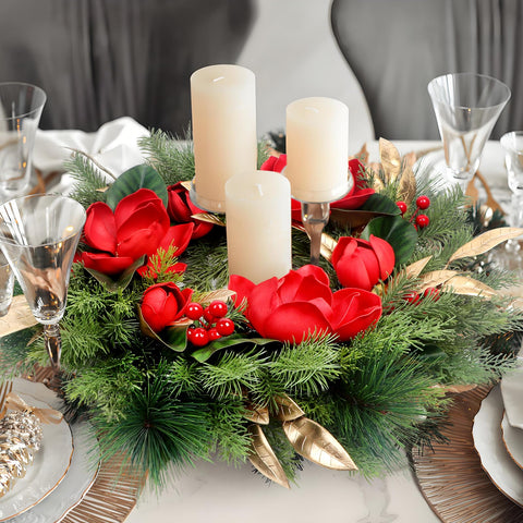 lokeisna wreath on mantel providing warm indoor seasonal ambience