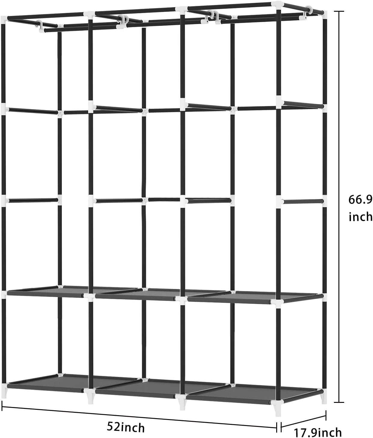 LOKEME hanging rods with coats demonstrating vertical hanging for long garments