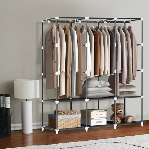 LOKEME fabric shelves filled with folded clothes illustrating large capacity
