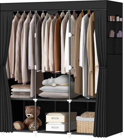 LOKEME front view of portable closet showing organized storage and dust protection