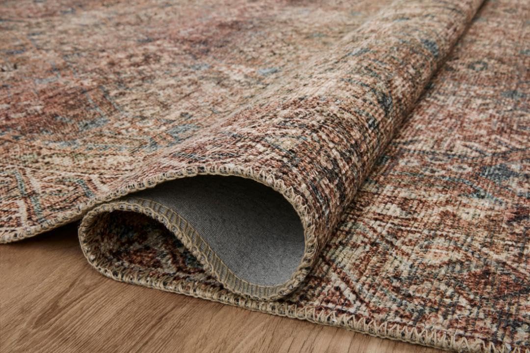 Loloi Billie backing and edge serging showing machine-made finish and anti-fray benefit