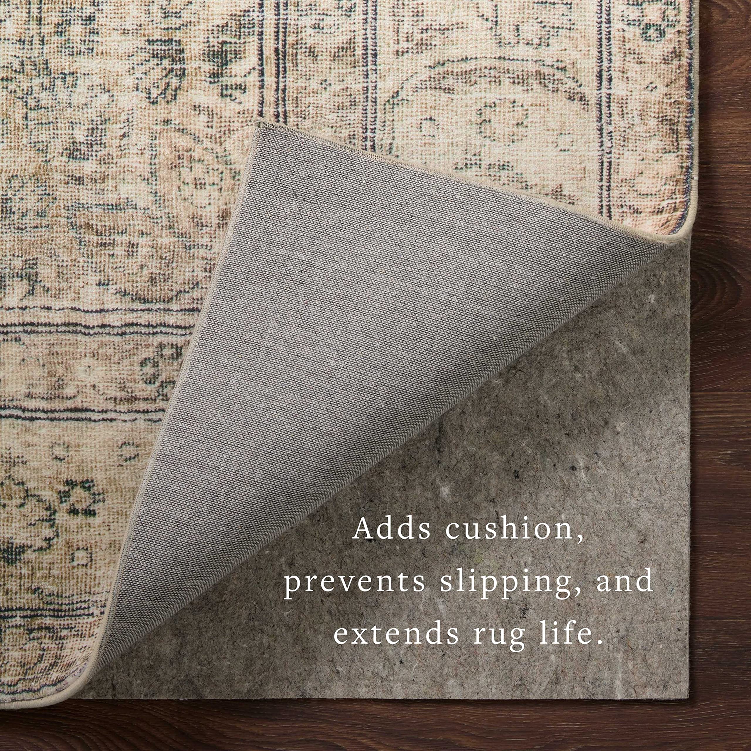 loloi rug pad side view showing 1/8 inch thickness benefit for clearance
