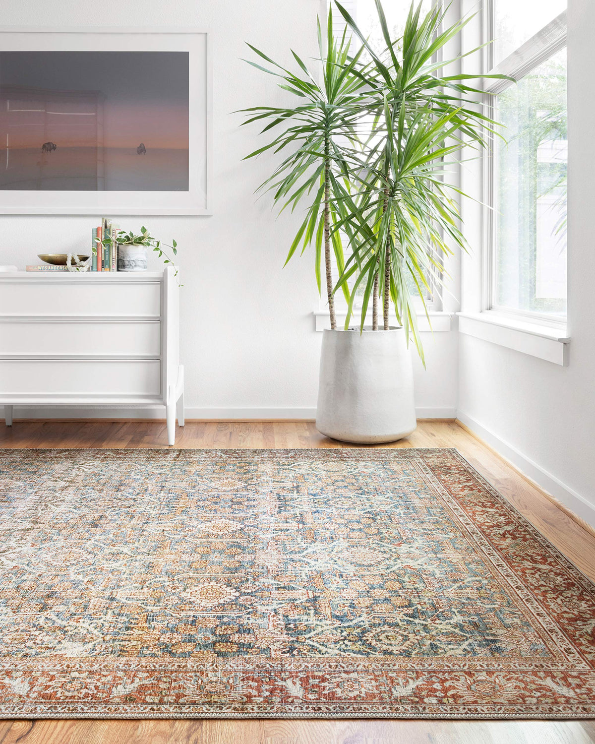 Loloi Layla front view showing vintage pattern and immediate room impact