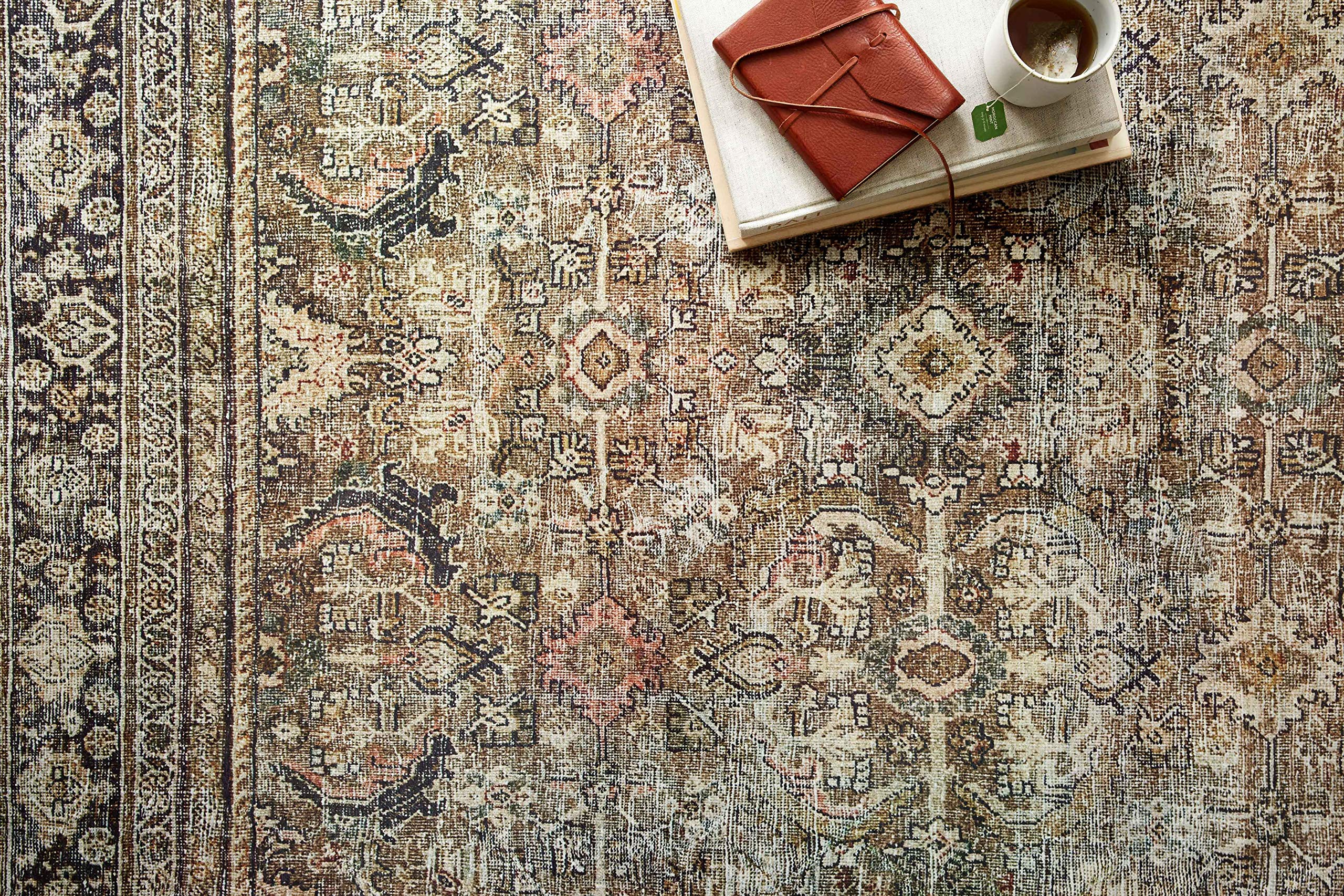 Loloi Layla distressed pattern detail highlighting lived-in aesthetic benefit