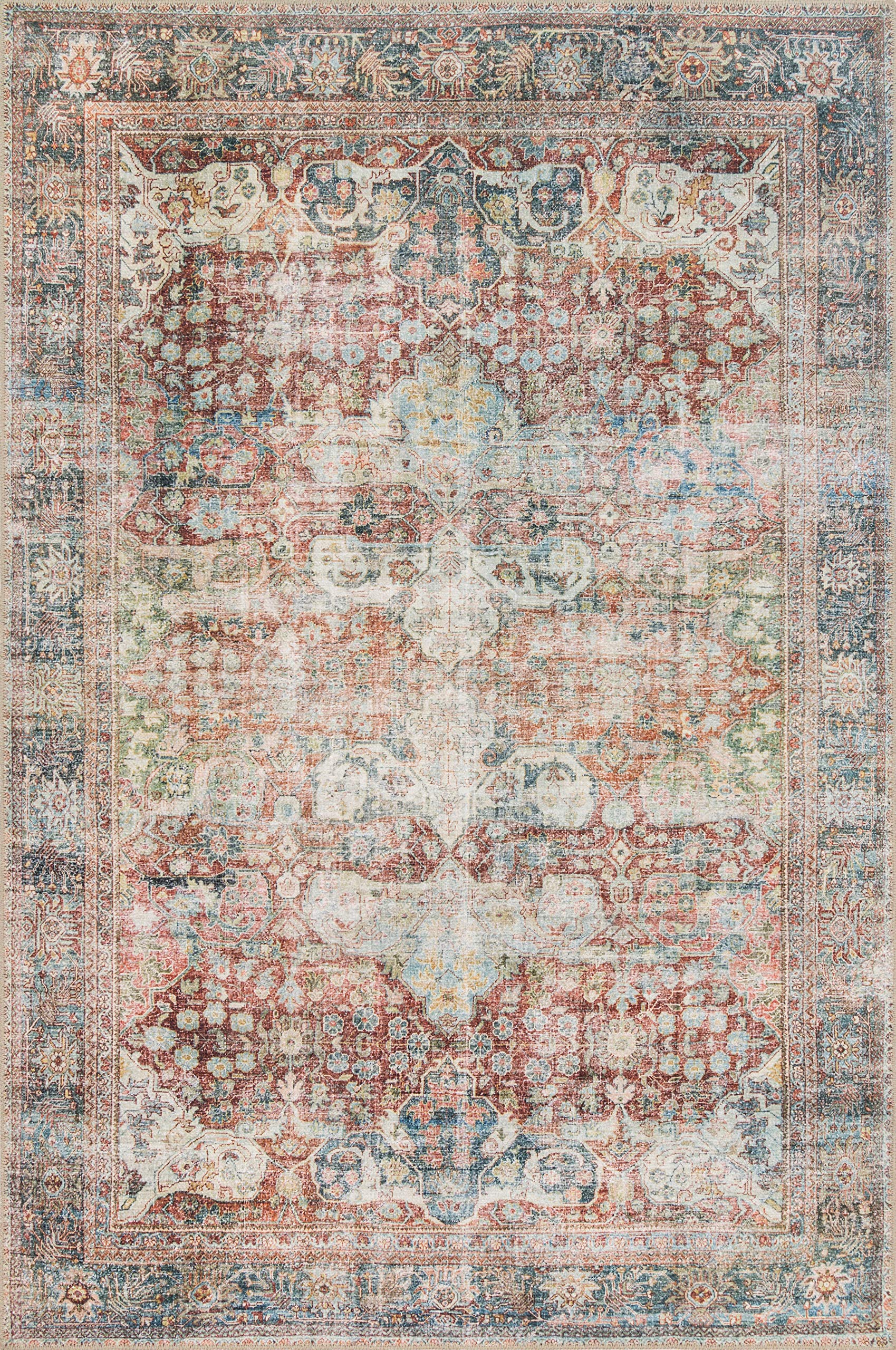 Loloi Loren runner full view on hallway floor shows durable stylish design