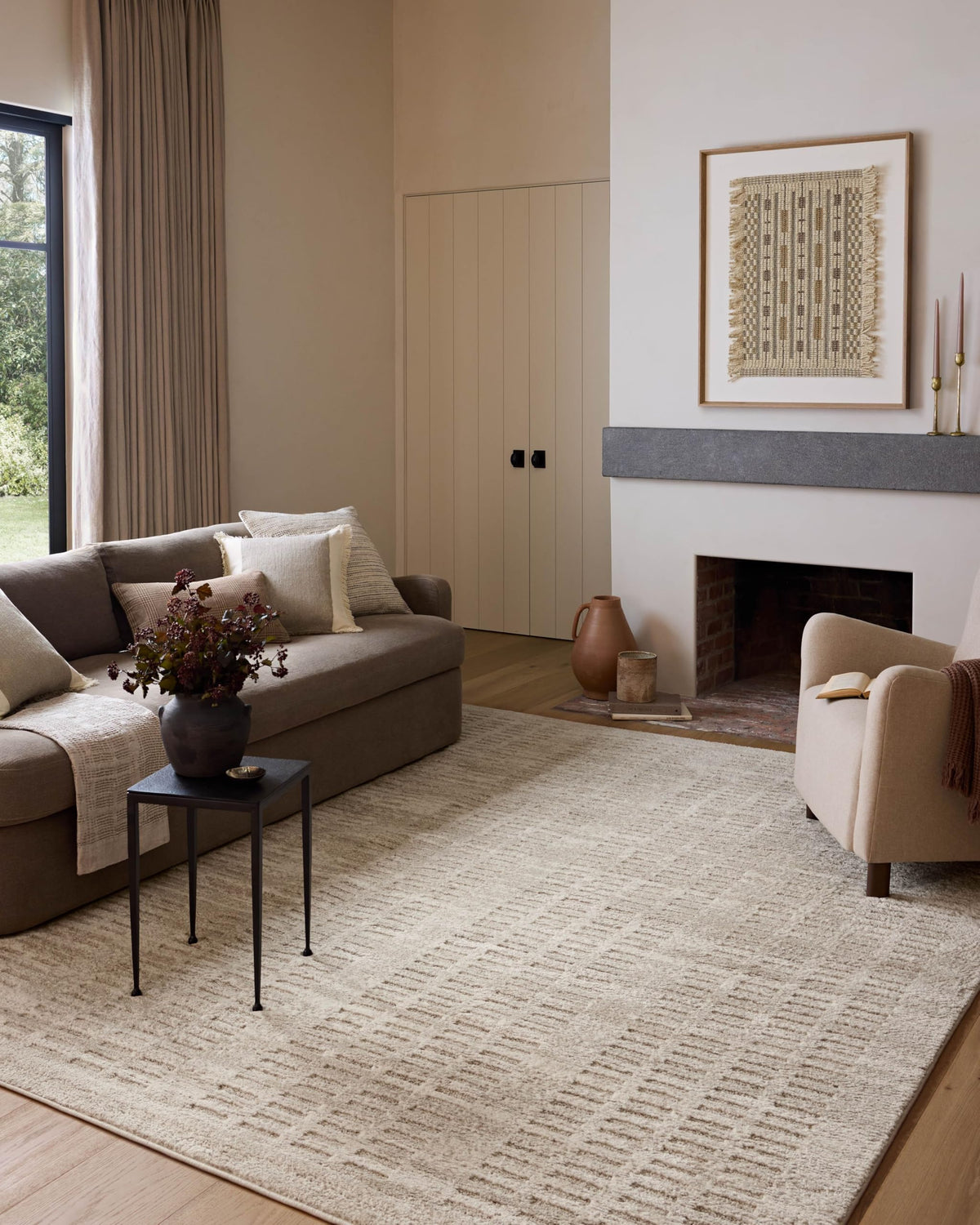 Loloi Monty front view showing full rug layout and calming neutral tones for balance