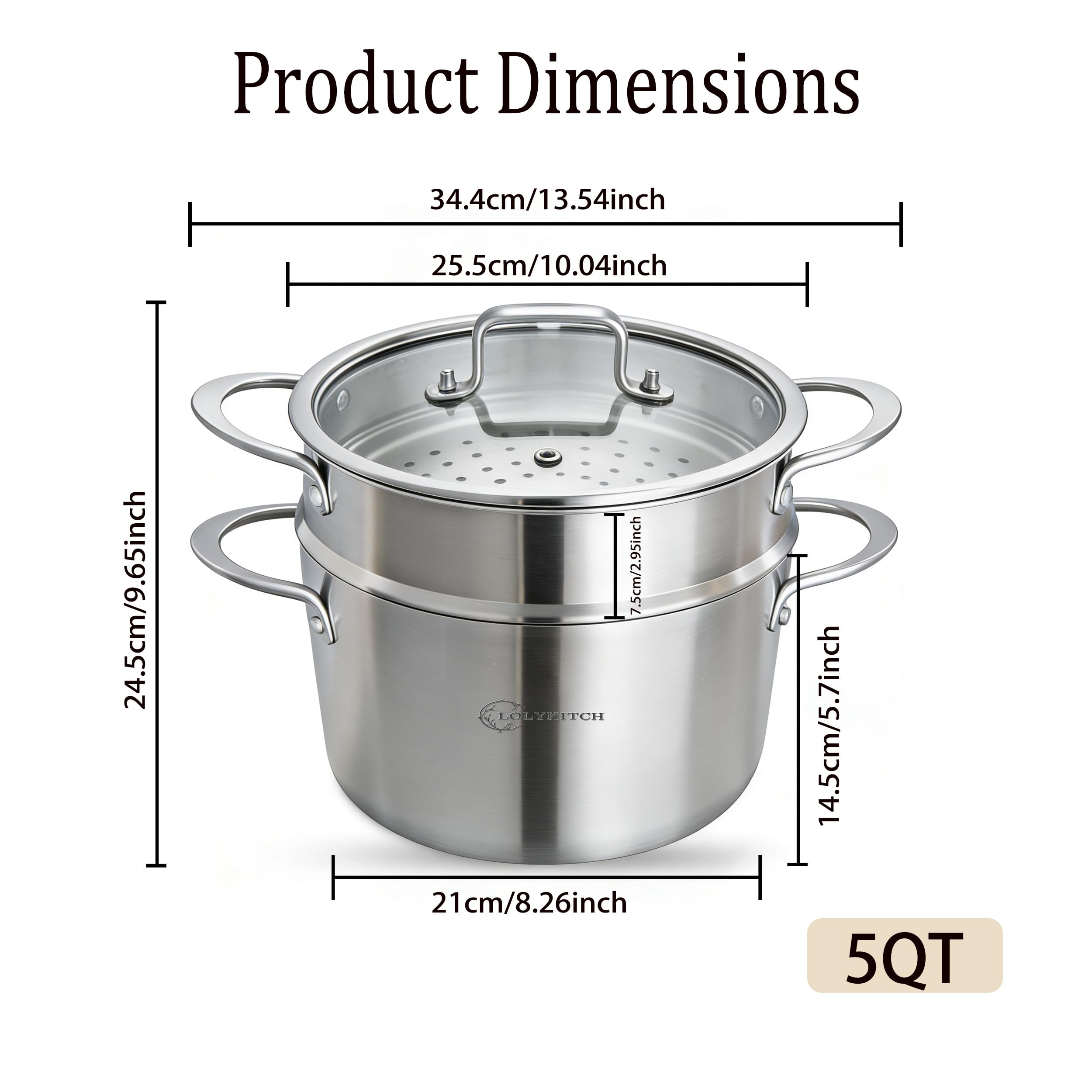 LOLYKITCH multi-layer steamer stacked to show simultaneous cooking convenience
