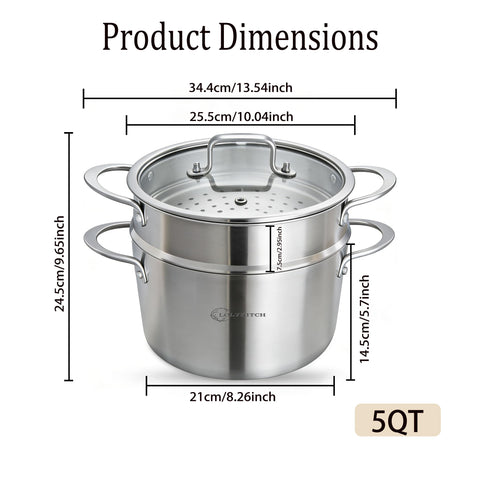 LOLYKITCH multi-layer steamer stacked to show simultaneous cooking convenience