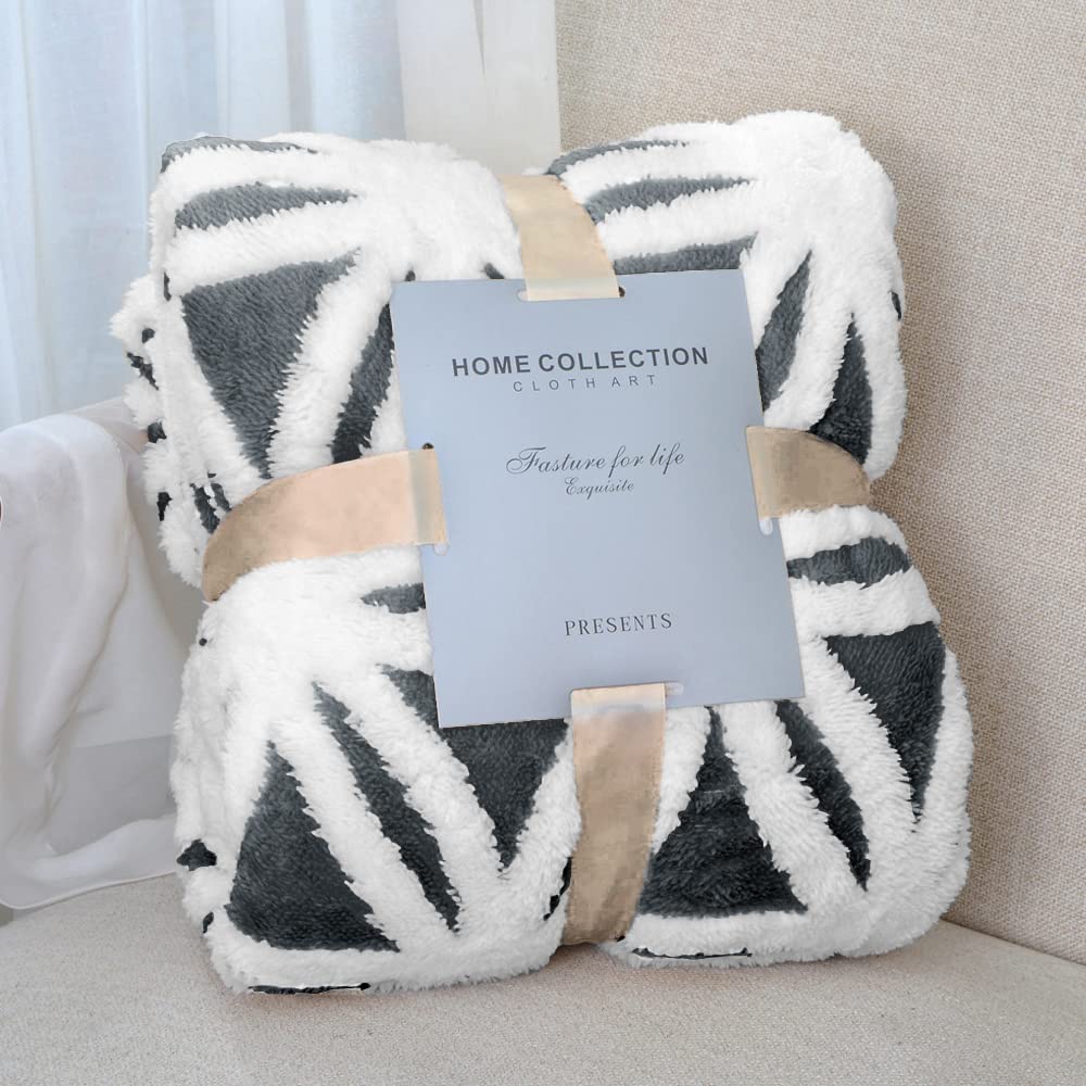 LOMAO blanket front view showing dark grey reversible design and neat edges for stylish warmth